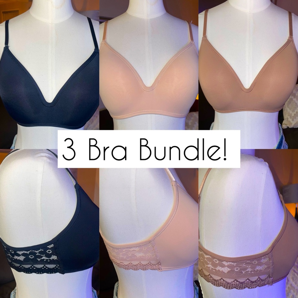 Wire-Free Bra Bundle. Size 36B. Nude Bra Bundle. NWOT. Wireless, lightly padded.